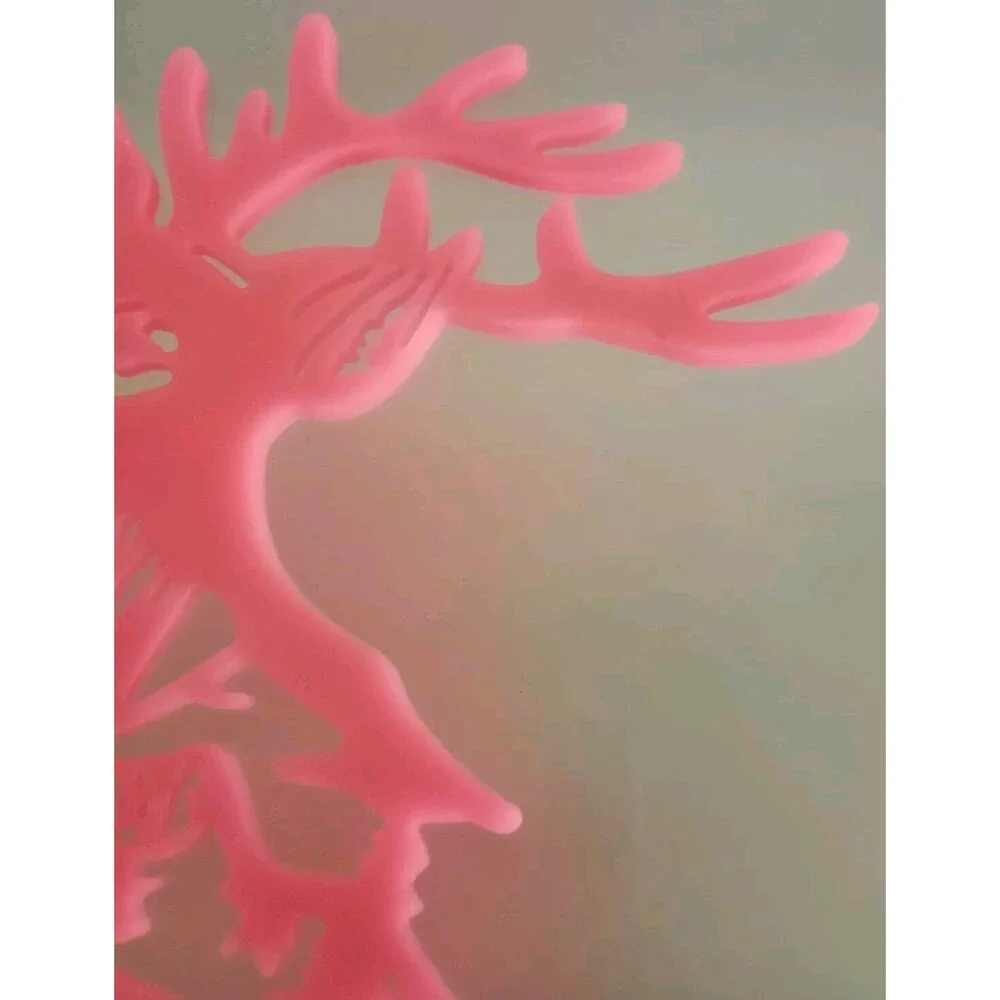Deer Silhouette Pink Resin With Deer & Pine Trees Inside Homemade Home Decor New
